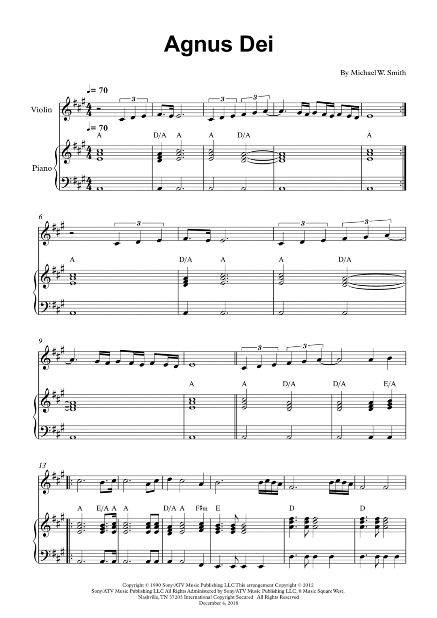 Agnus Dei Agnus Dei Violin Solo scores gallery preview page 1