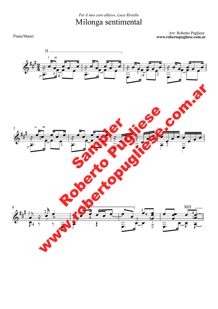 Milonga sentimental - Milonga (Piana - Manzi) Classical Guitar scores gallery preview page 3