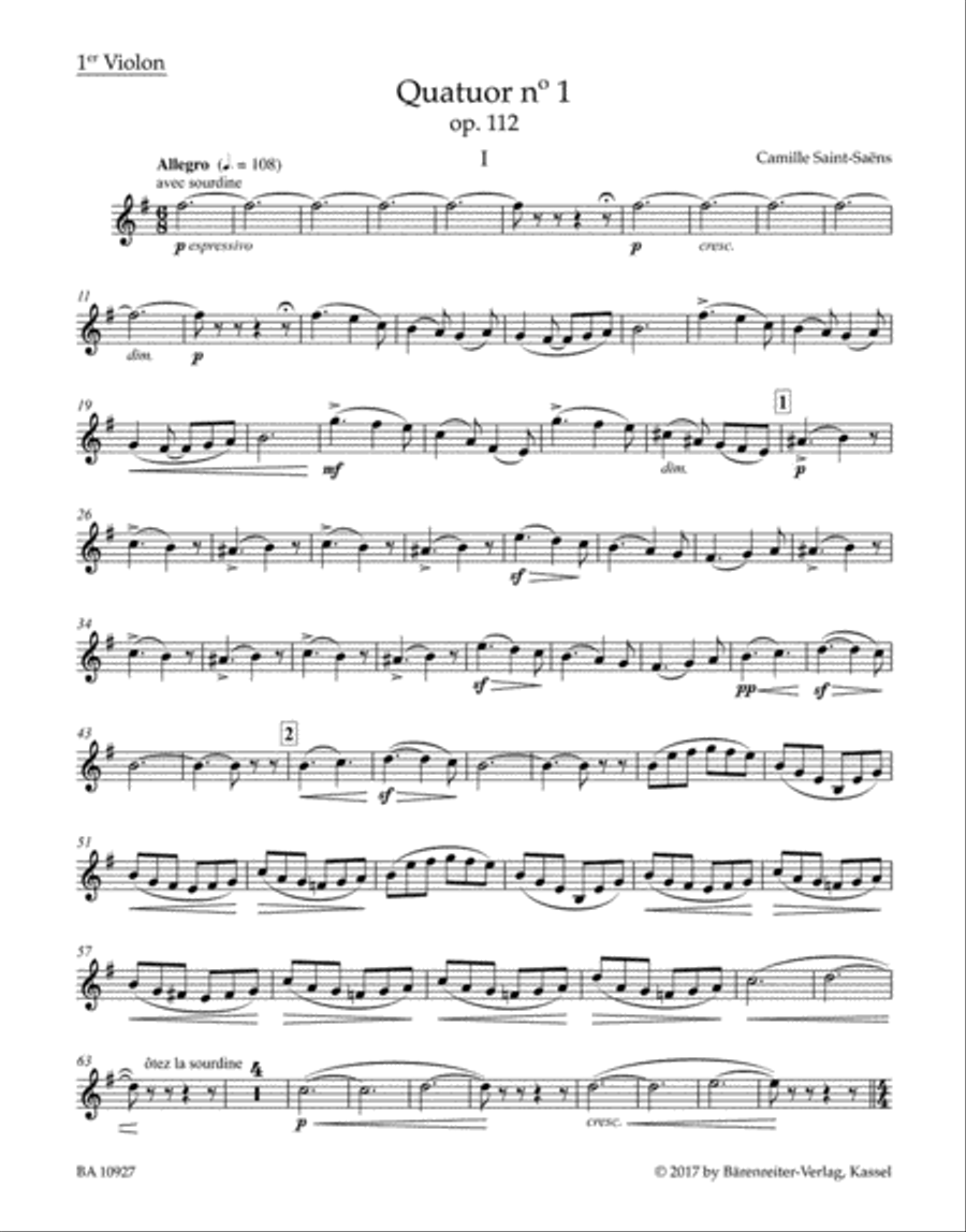 Quartet for two Violins, Viola and Violoncello no. 1 in E minor, op. 112 String Quartet scores gallery preview page 2
