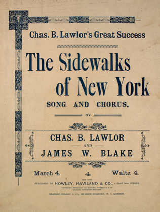 The Sidewalks of New York. Song and Chorus