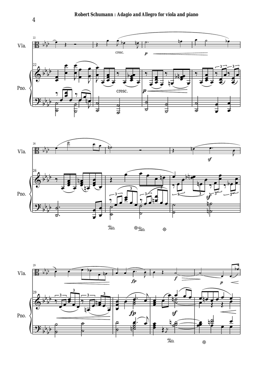 Robert Schumann: Adagio and Allegro, opus 70, for viola and piano Piano scores gallery preview page 4