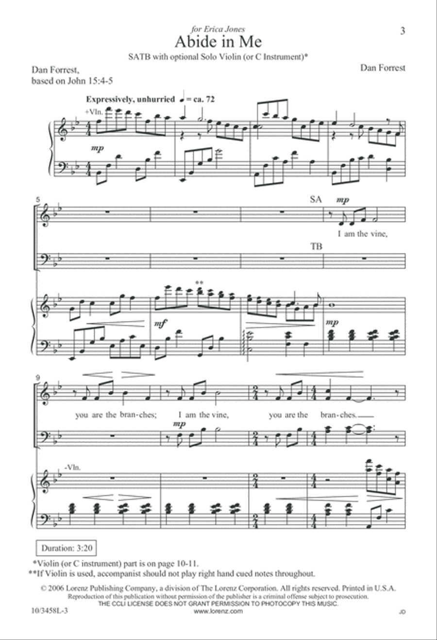 Abide in Me 4-Part scores gallery preview page 3