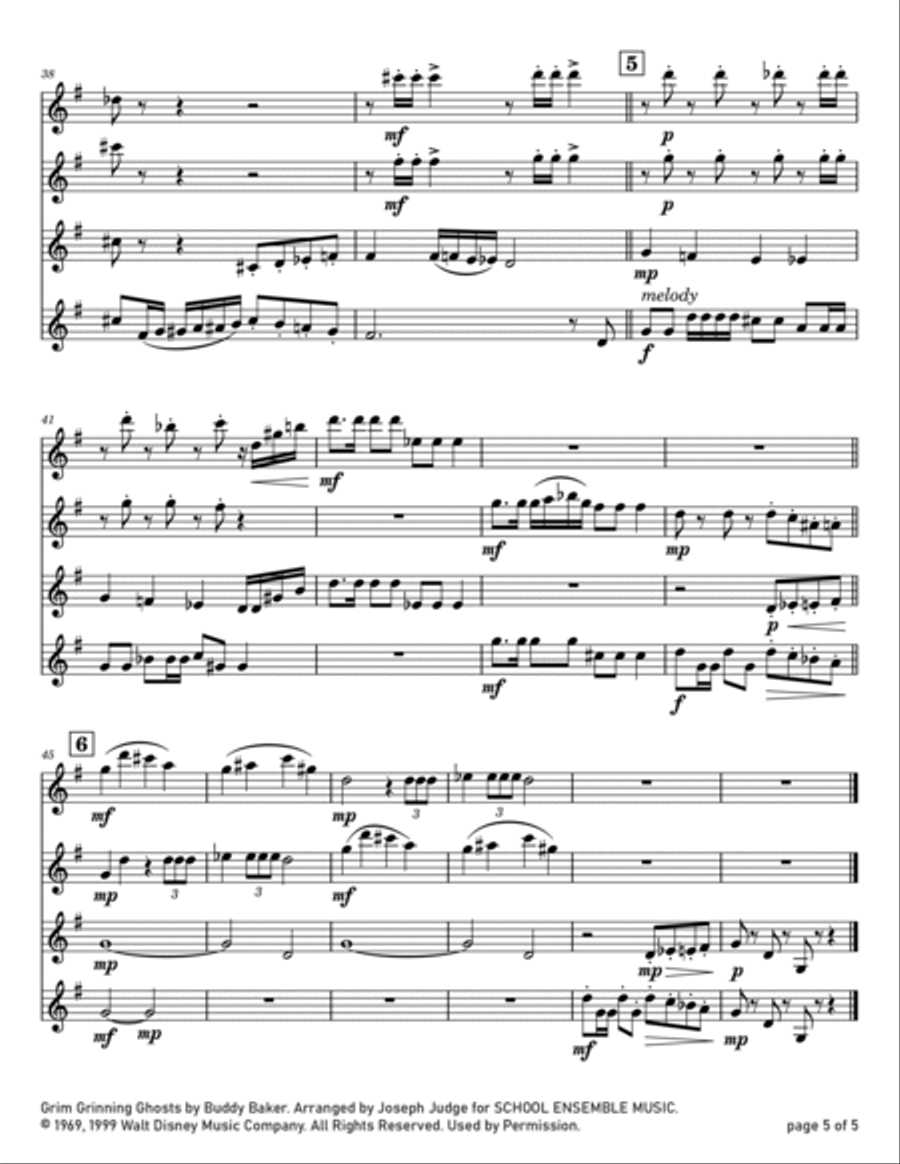 Grim Grinning Ghosts Clarinet Quartet scores gallery preview page 5
