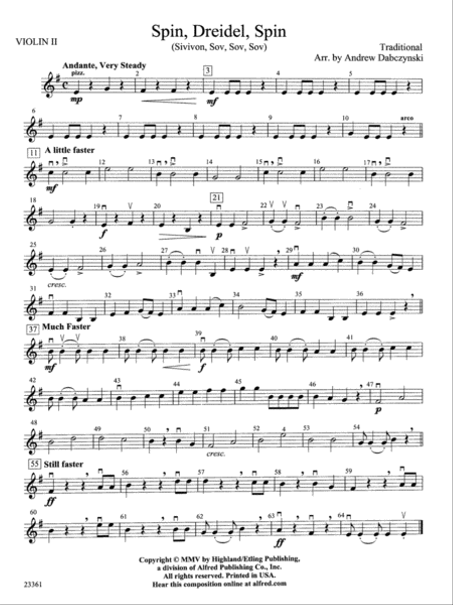 Spin, Dreidel, Spin: 2nd Violin String Orchestra scores gallery preview page 1