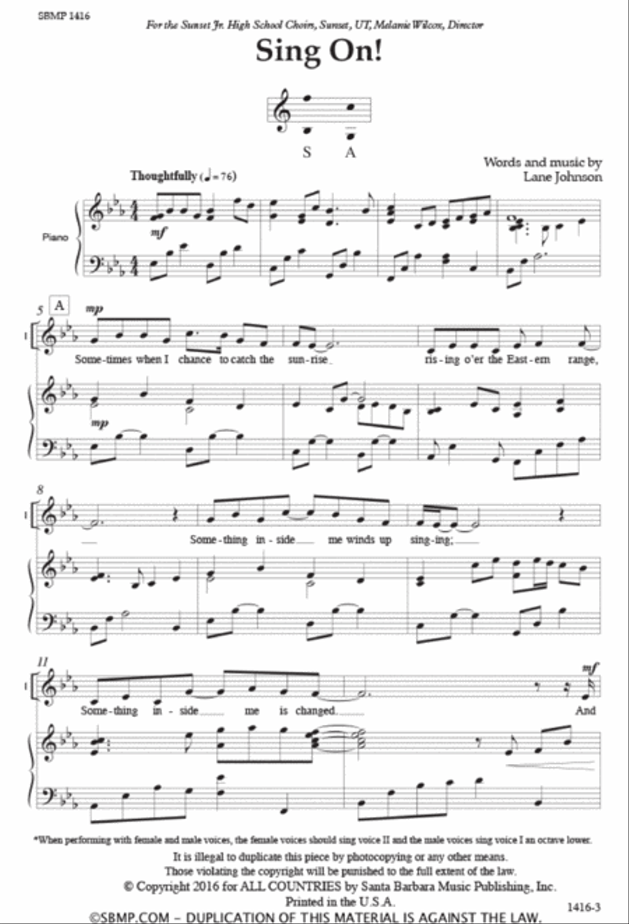 Sing On! - Two-part Octavo 2-Part scores gallery preview page 2