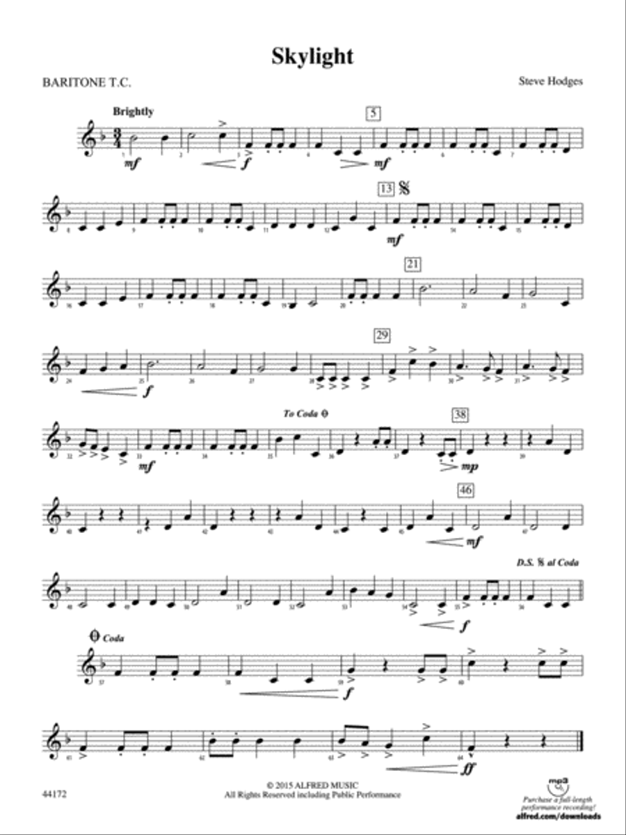 Skylight: Baritone T.C. Skylight: Baritone T.C. Concert Band scores gallery preview page 1