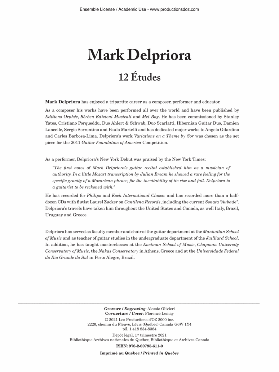 12 Études Classical Guitar scores gallery preview page 1