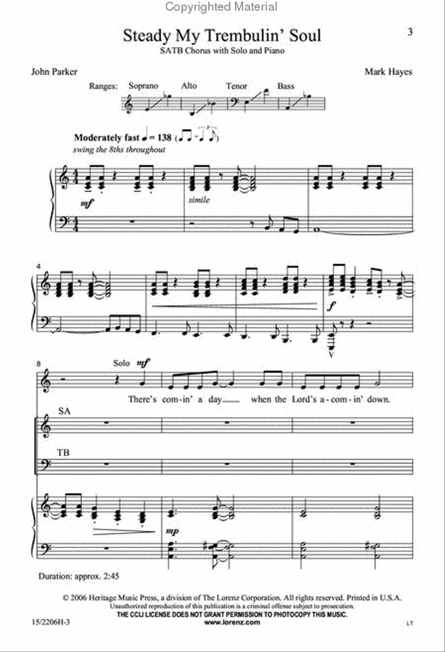 Steady My Trembulin' Soul 4-Part scores gallery preview page 2