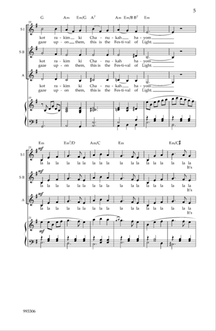 Three Yiddish Chanukah Songs For Treble Choir SSA scores gallery preview page 2
