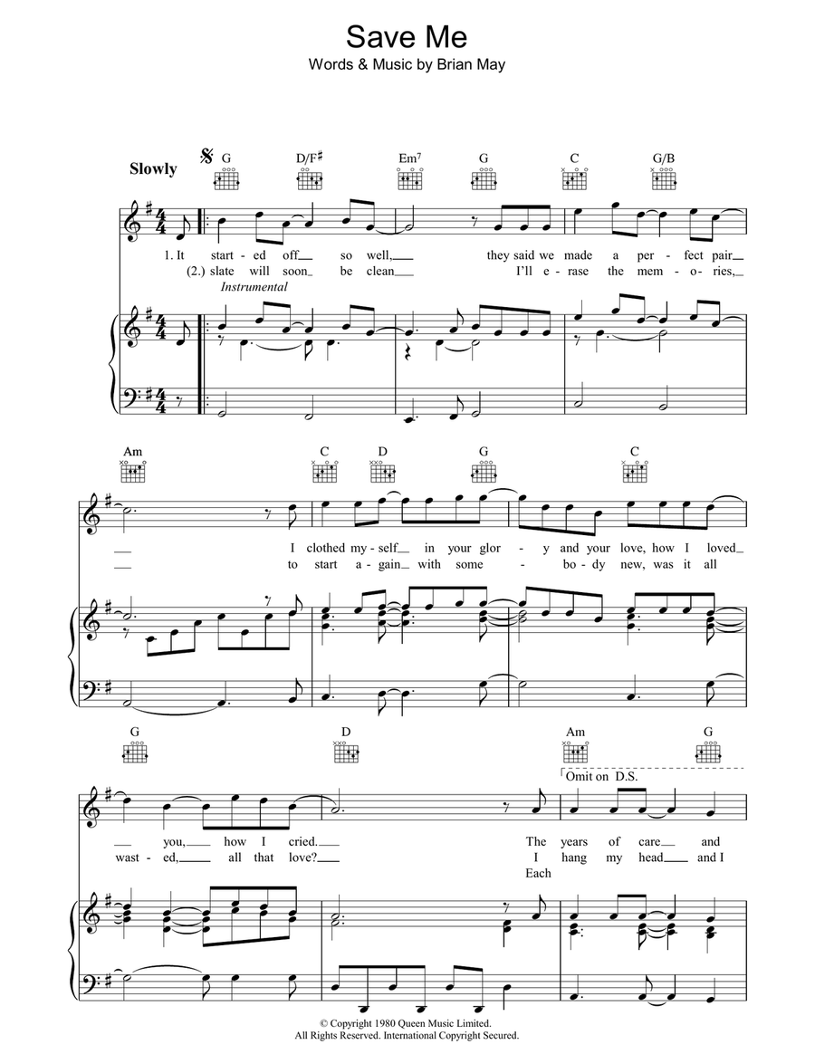 Save Me Save Me Piano, Vocal, Guitar scores gallery preview page 1