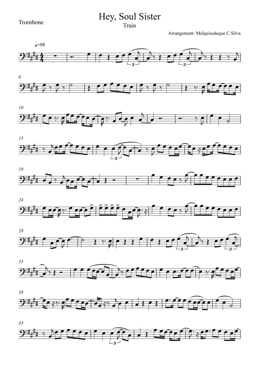 Hey, Soul Sister Trombone Solo scores gallery preview page 1