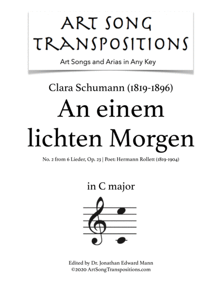 SCHUMANN: An einem lichten Morgen, Op. 23 no. 2 (transposed to C major)