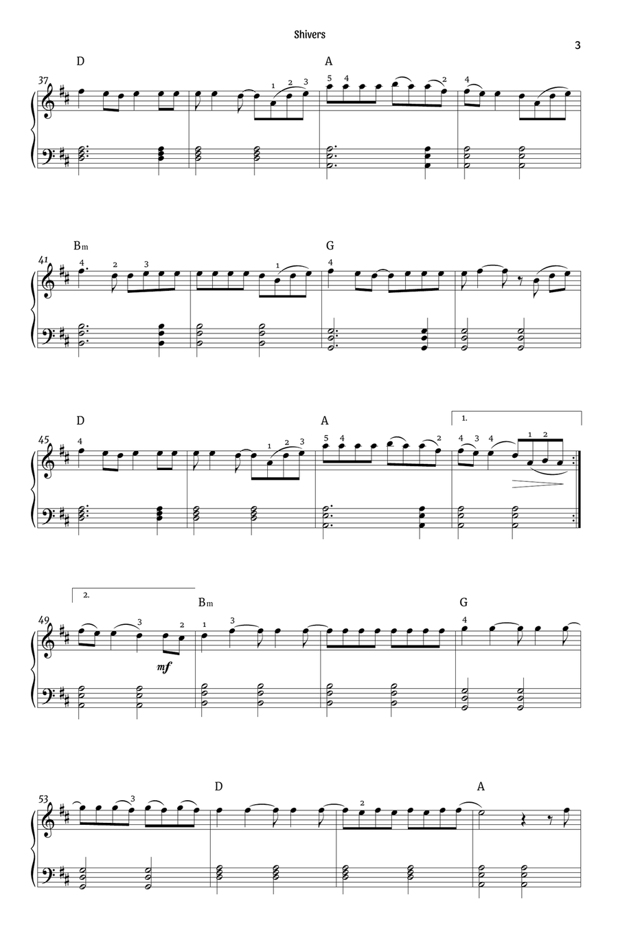 Shivers Easy Piano scores gallery preview page 3