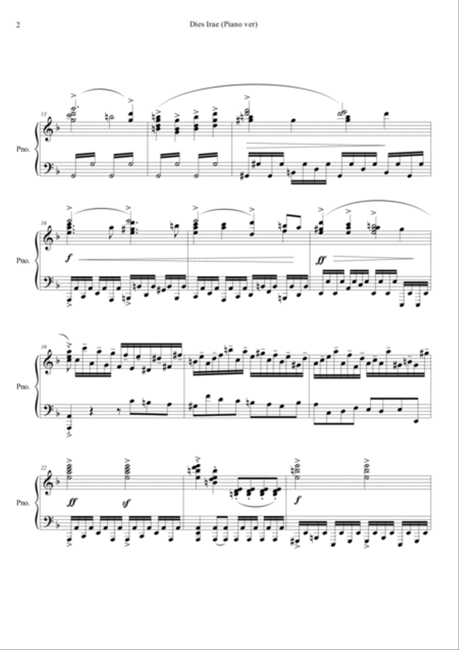 Dies Irae from Mozart Requiem - Piano ver Piano Solo scores gallery preview page 2