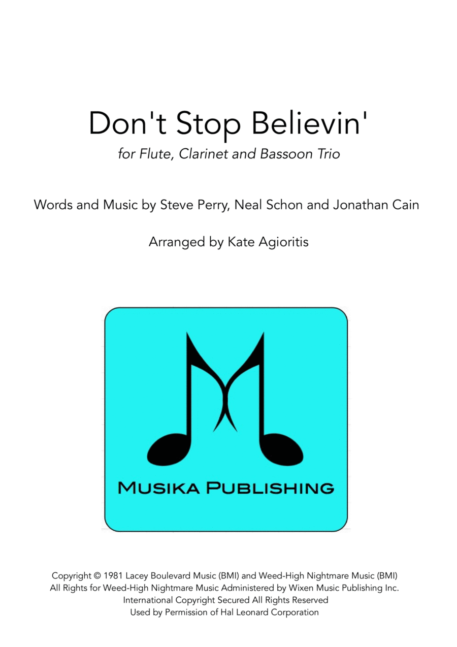 Don't Stop Believin' Woodwind Trio scores gallery preview page 1