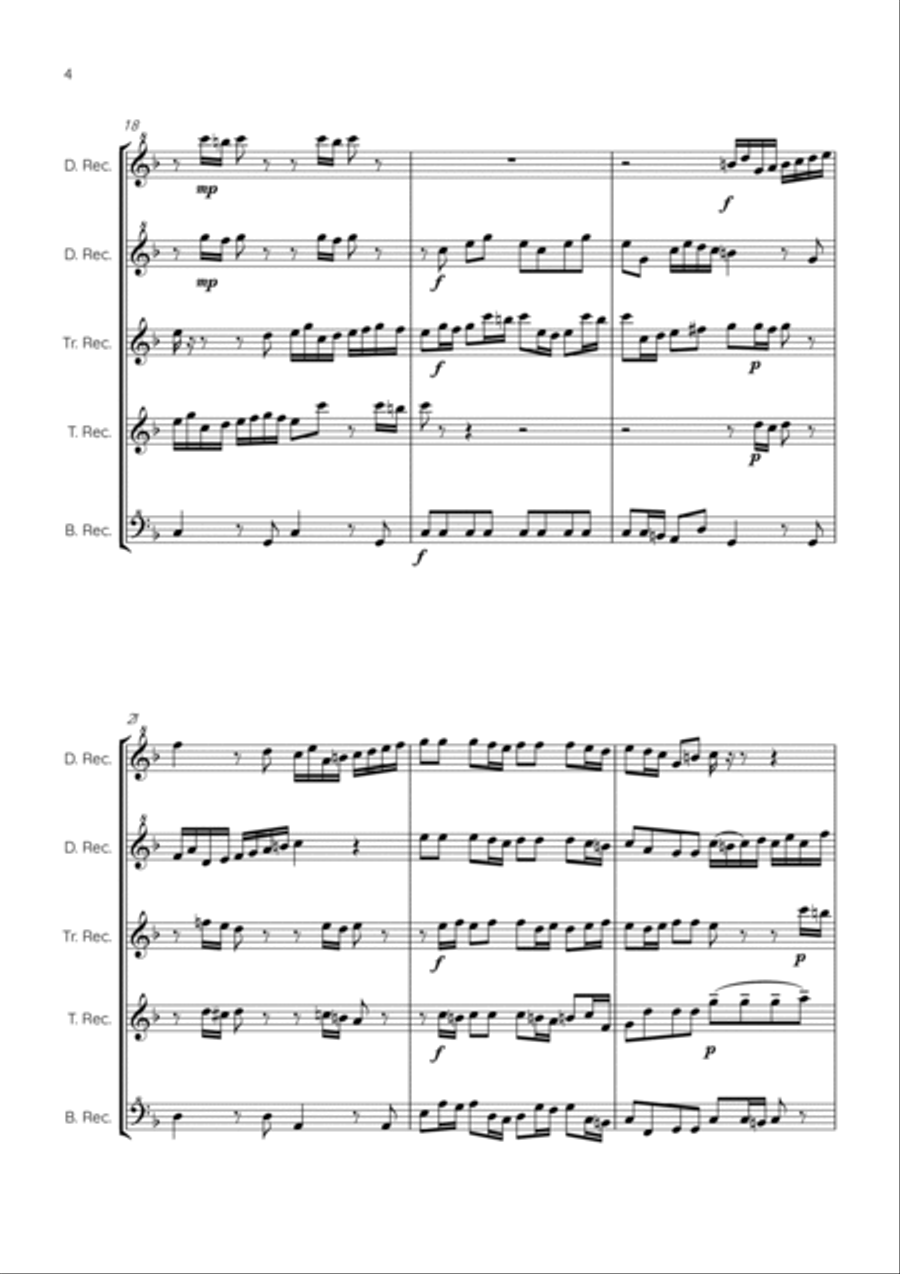Brandenburg Concerto No.3, 1st movement - recorder quintet Soprano Recorder scores gallery preview page 6