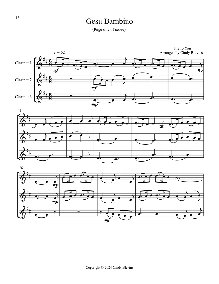 Clarinet Trios for Christmas, Vol. III (12 arrangements) Clarinet Trio scores gallery preview page 2