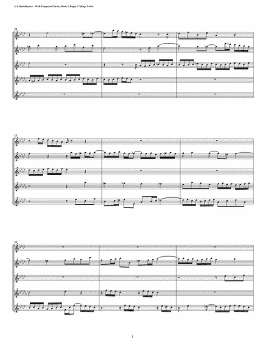 Fugue 17 from Well-Tempered Clavier, Book 2 (Flute Quintet) image number null