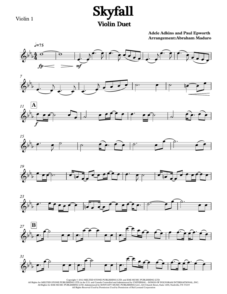 Skyfall String Duet scores gallery preview page 4