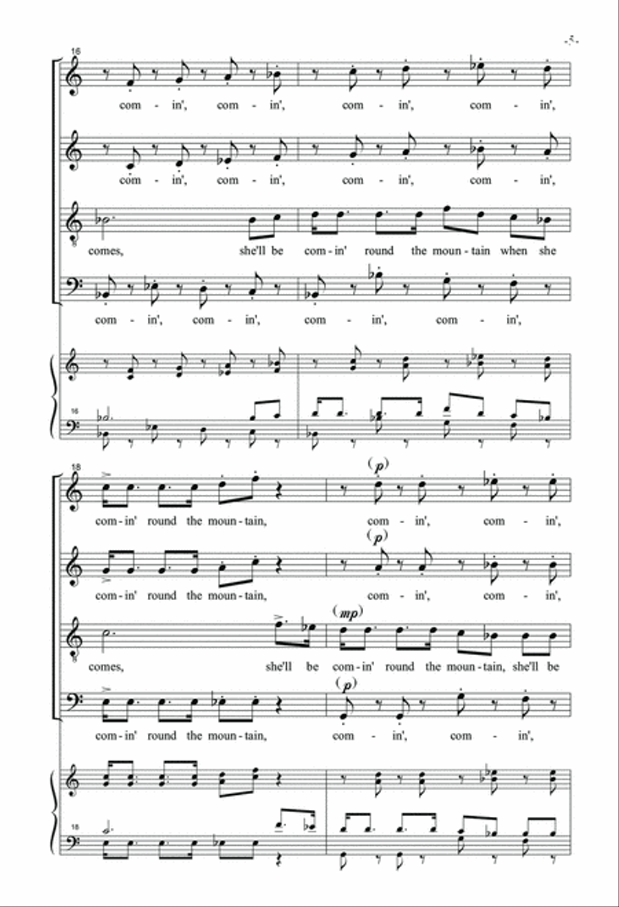 She'll Be Comin' Round The Mountain 4-Part scores gallery preview page 6