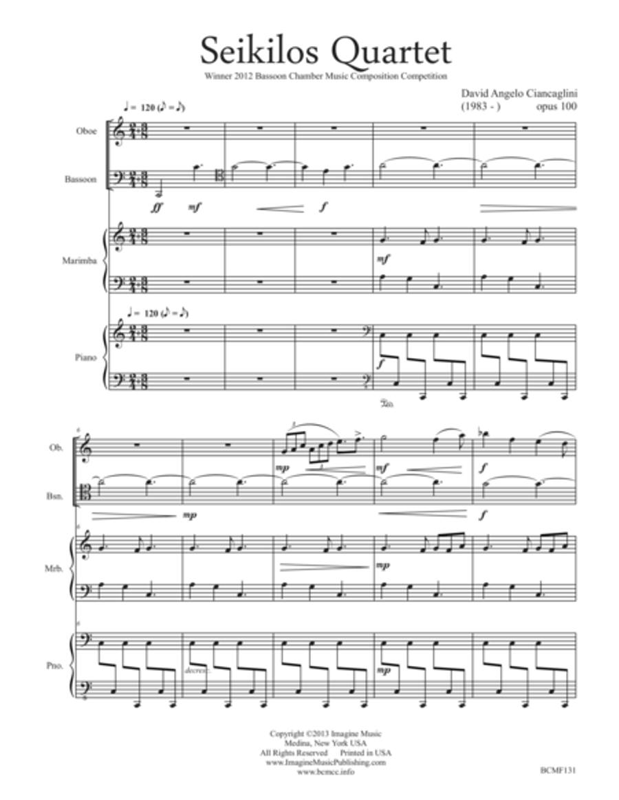 Seikilos Quartet Bassoon scores gallery preview page 2