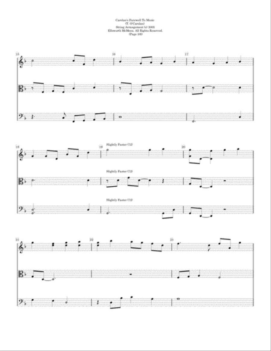 Carolan's Farewell to Music for Classical String Trio (Violin, Viola, and Cello) String Quartet scores gallery preview page 6