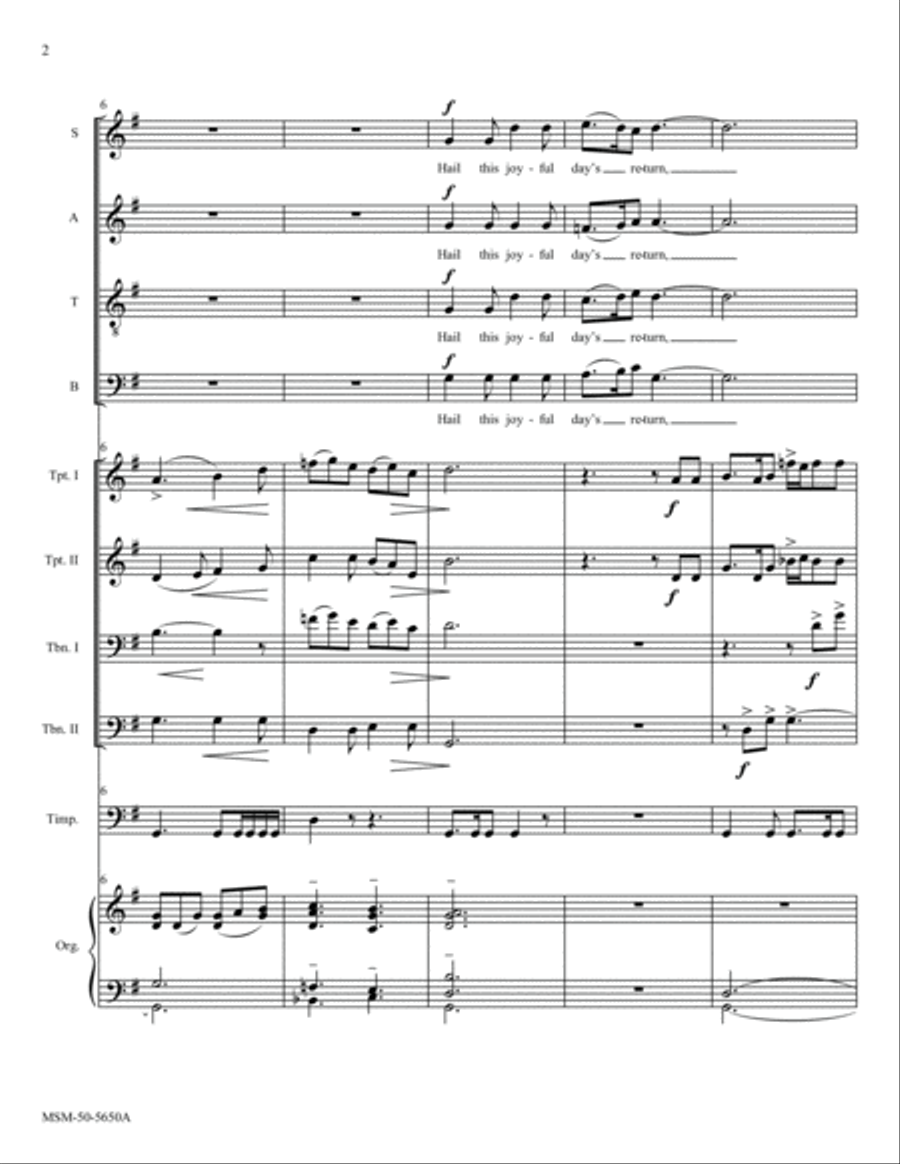 Hail this Joyful Day's Return (Full Score) Choir scores gallery preview page 3