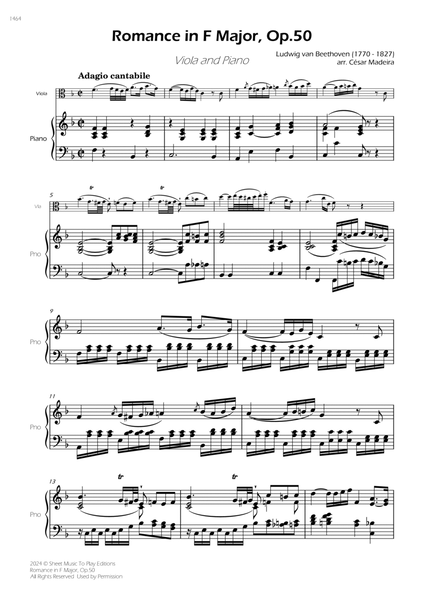 Romance in F Major, Op.50 - Viola and Piano (Full Score) image number null