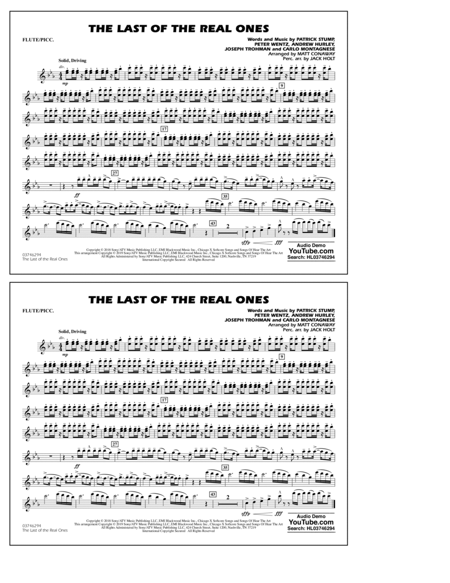Last of the Real Ones (arr. Matt Conaway) - Flute/Piccolo Piccolo scores gallery preview page 1