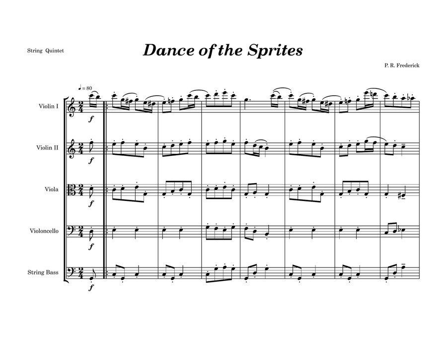 Dance of the Sprites Dance of the Sprites String Quintet scores gallery preview page 1