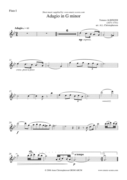 Albinoni Adagio - 2 Flutes, Violin and Piano image number null