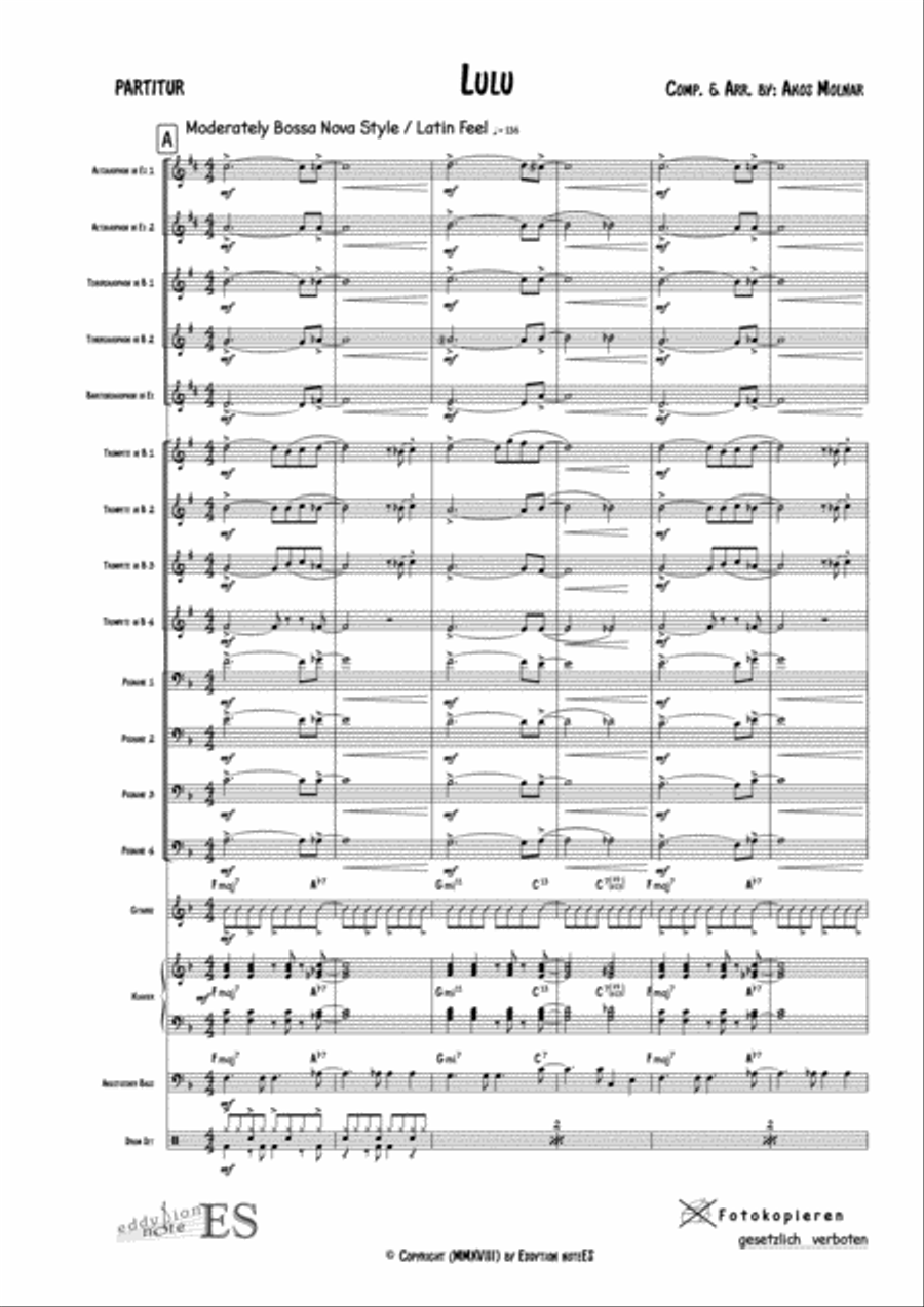 Lulu, Solo for Flugelhorn and Big Band Jazz Ensemble scores gallery preview page 3