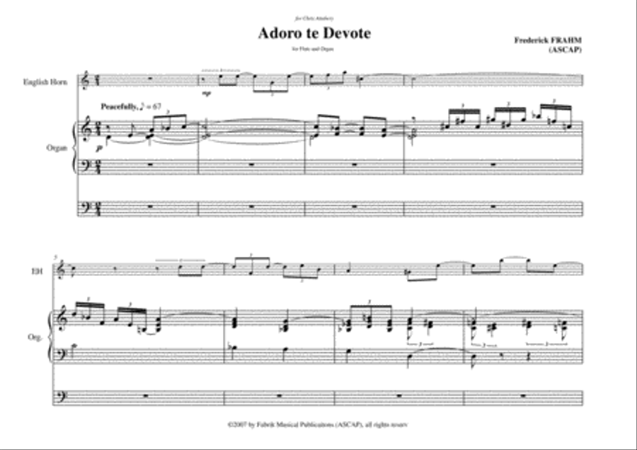 Frederick Frahm: Adoro Te Devote for english horn in F and organ English Horn scores gallery preview page 2