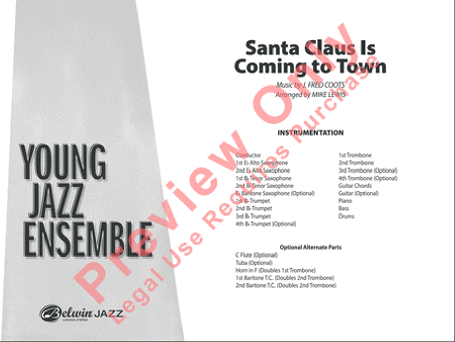 Santa Claus Is Coming to Town Jazz Ensemble scores gallery preview page 2