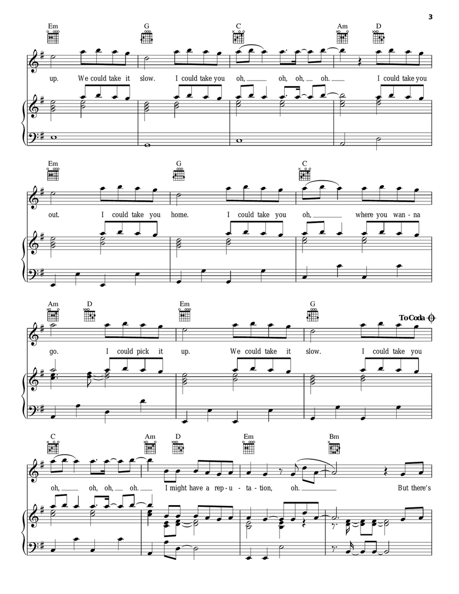 Take You Piano, Vocal, Guitar scores gallery preview page 3