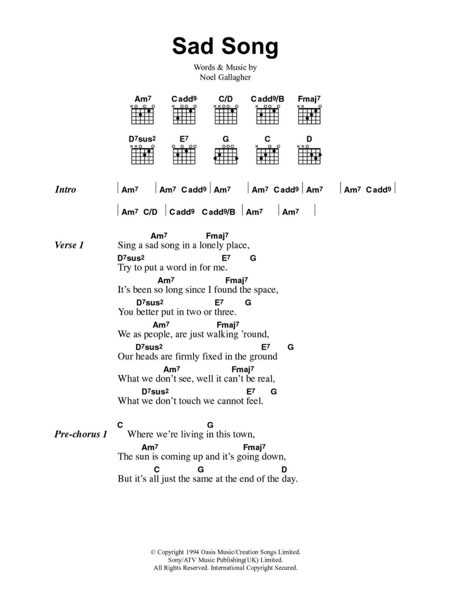 Sad Song Easy Guitar scores gallery preview page 1