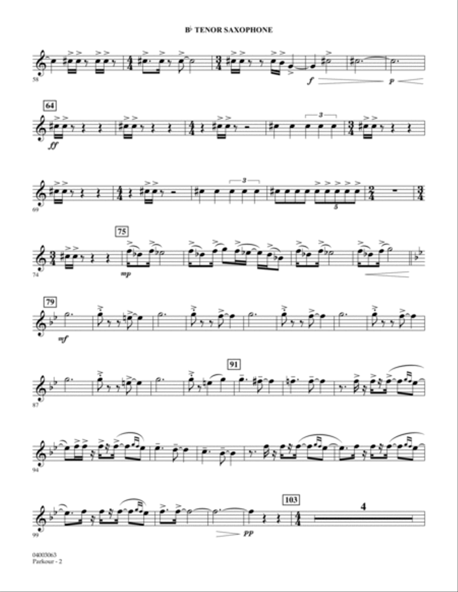 Parkour - Bb Tenor Saxophone Concert Band scores gallery preview page 2
