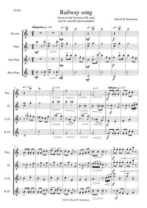Book cover for Railway Song (Auf de schwäb'sche Eisebahne) for piccolo, flute, alto flute and bass flute