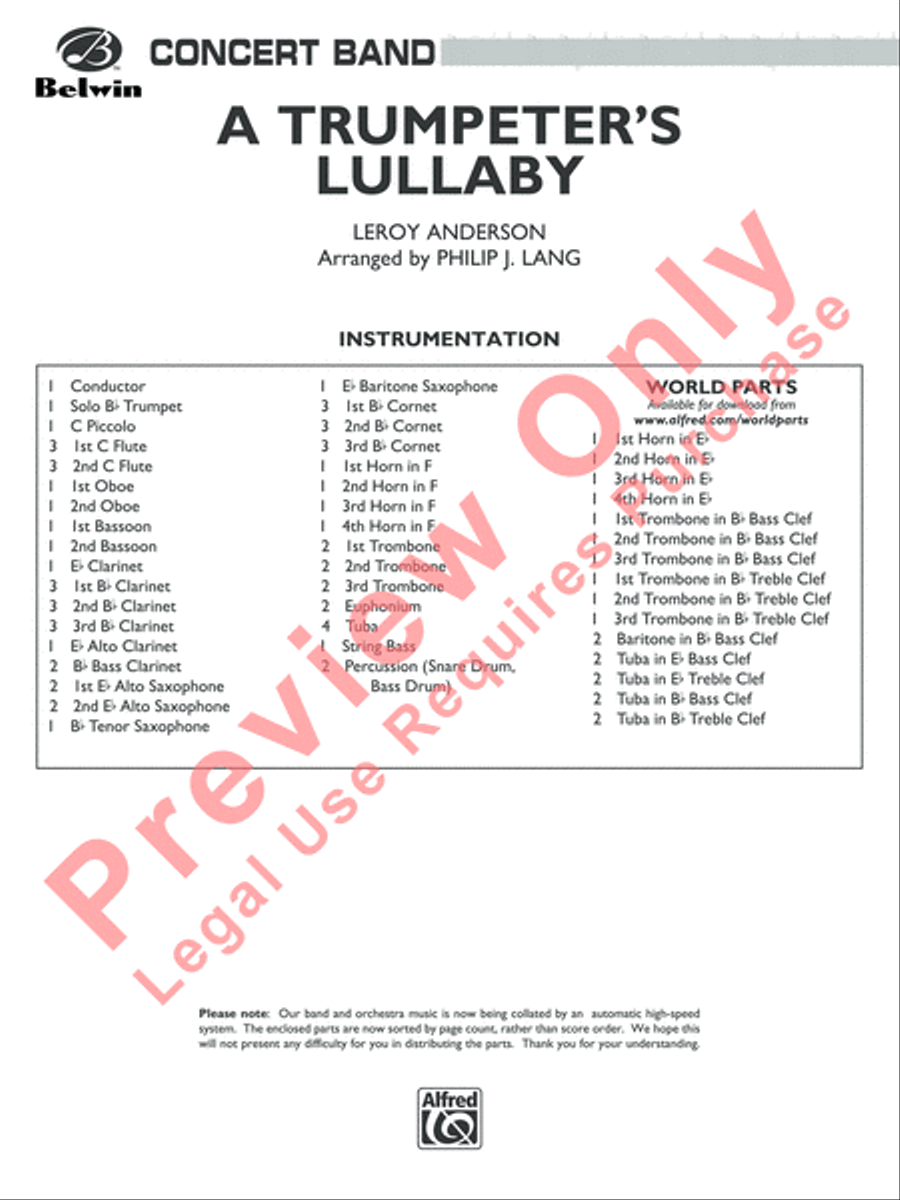 Trumpeter's Lullaby Concert Band scores gallery preview page 2