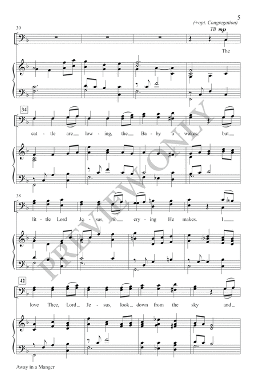 Away in a Manger 4-Part scores gallery preview page 4