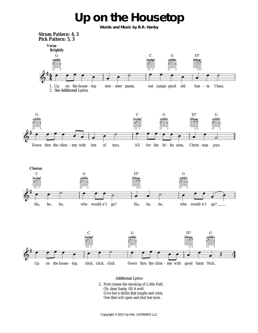 Up On The Housetop Easy Guitar scores gallery preview page 1