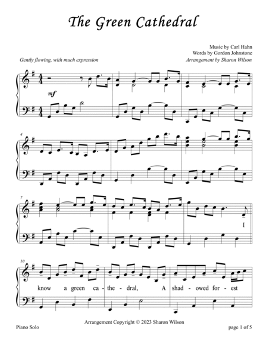 The Green Cathedral (Intermediate Piano Solo) Piano Solo scores gallery preview page 2