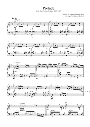 Book cover for Prelude - Cello Suite No. 1 in G Major for Piano