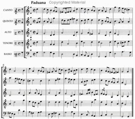 Paduana And Gagliarda (Christian Hildebrand,1609) - 5 Scores