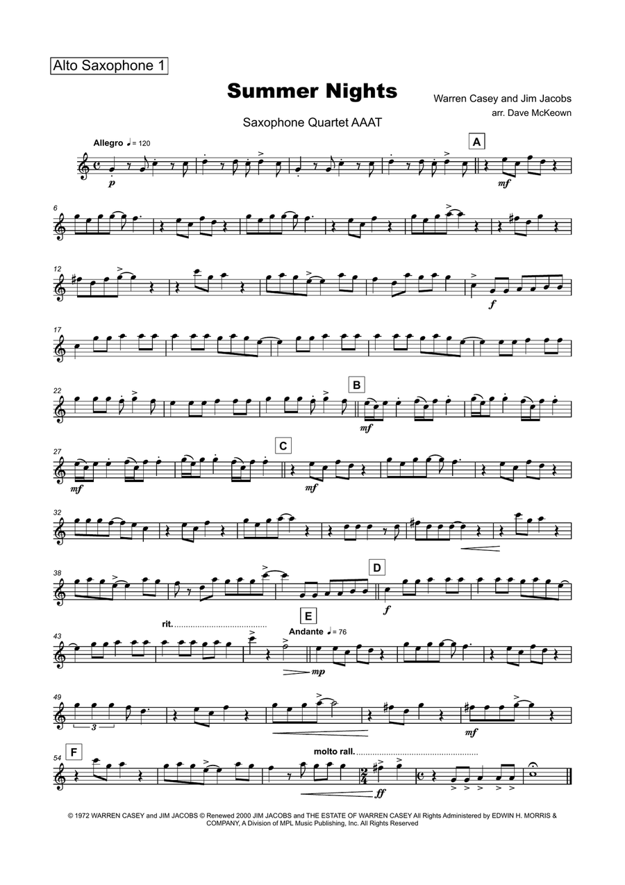 Summer Nights Saxophone Quartet scores gallery preview page 6