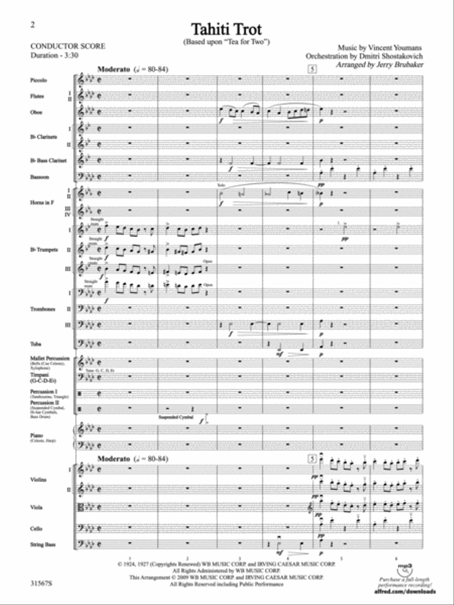 Tahiti Trot Tahiti Trot Full Orchestra scores gallery preview page 2