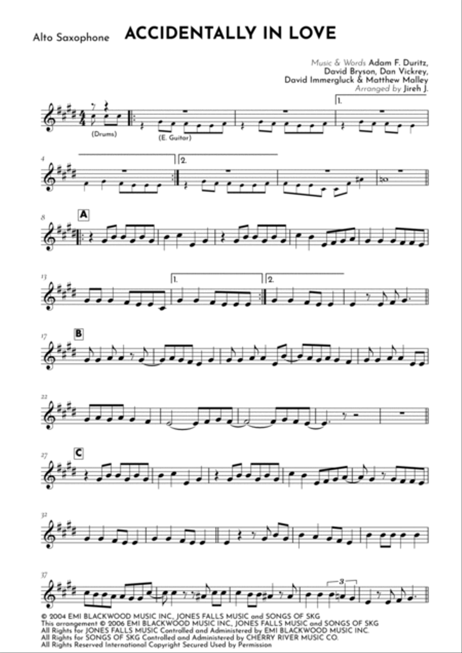 Accidentally In Love Alto Saxophone scores gallery preview page 2