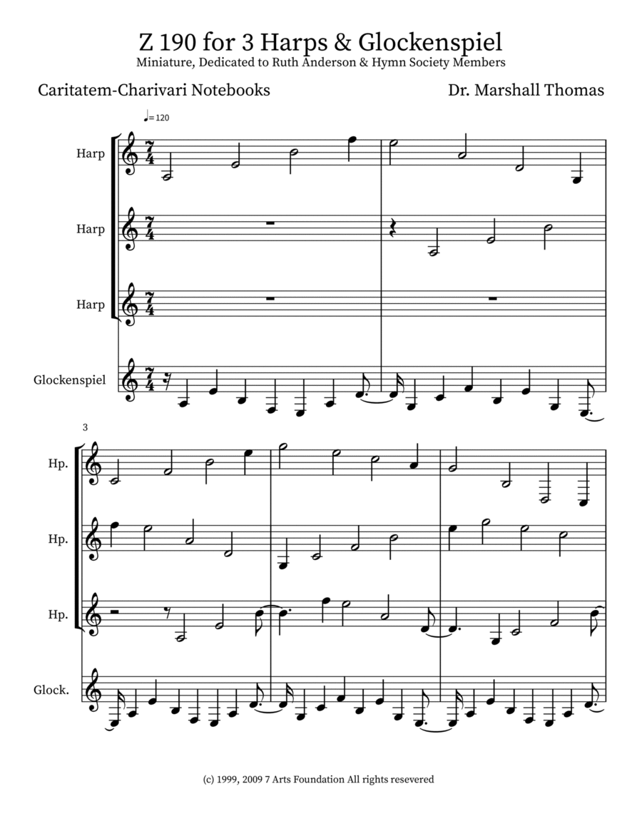 Z 190 for 3 Harps & Glockenspiel Glockenspiel scores gallery preview page 1