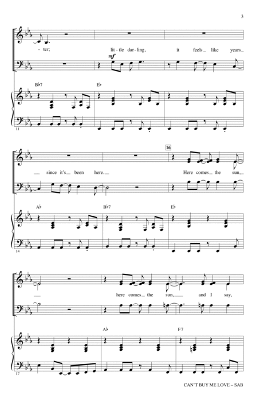 Can't Buy Me Love (Medley of Hits by The Beatles) (arr. Audrey Snyder) 3-Part scores gallery preview page 2