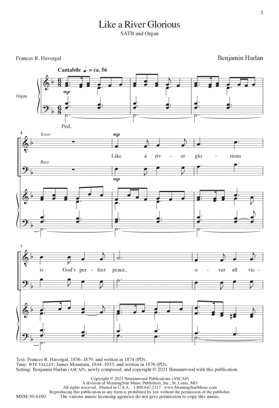 Like a River Glorious 4-Part scores gallery preview page 1